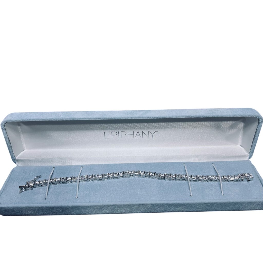 Epiphany Sterling Silver Cz Tennis Bracelet With Safety Latches (5925)